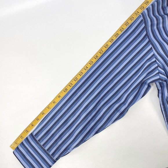 Visconti Black Men's 2XLB Blue Striped Long Sleeve Casual Shirt Flip Cuff Design - Picture 8 of 12